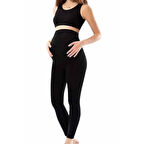 Kadın Siyah Penye Uzun Hamile Tayt - 3273A