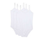 3 Adet İp Askılı Kadın Çıtçıtlı Body Beyaz