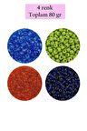 Dökme Cam Kum Boncuk (8/0) 3 mm - 4 Renk - Toplam 80 Gram - BNC421