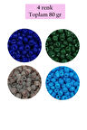 Dökme Cam Kum Boncuk Büyük Boy (6/0) 4 mm - 4 Renk - Toplam 80 Gram - BNC415