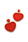 Kalp Boncuk Küpe - Kırmızı