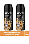 2 Adet Axe Erkek Sprey Deodorant Leather & Cookies 48 Saat Etkileyeci Koku 150 ml