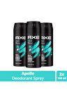 3 Adet Axe Erkek Sprey Deodorant Apollo 48 Saat Etkileyici Koku Vücut Spreyi 150 ml