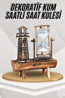 Deniz Feneri Kum Saati Ahşap Görünümlü Vintage Tarz Biblo