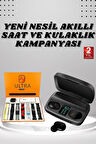Yeni Nesil Akıllı Saat ve Bluetooth Kulaklık Kampanyası Dokunmatik Kare 7 Kordonlu