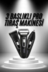 3'lü Set Saç Sakal Kesme Traş Makinesi Burun Kılı Alma Tıraş Makinesi