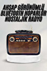 Bluetooth Hoparlör Ahşap Renk Vintage Işıklı Nostaljik Radyo Fm Ahşap Görünümlü