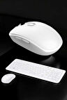Beyaz Kablosuz Klavye Fare Seti Kablosuz Fare USB Alıcı PC Uyumlu