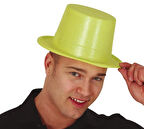 Floresan Sarı Renk Simli Uzun Fötr Melon Şapka 12 cm