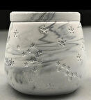 Mermer Desen Yıldızlı Fenomen Kapaklı Bardak Mum Beton Serisi