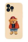 iPhone 13 Pro Uyumlu Teddy Bear Desenli Kamera Lens Korumalı Darbe Emici Premium Silikonlu Kılıf