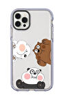 iPhone 12 Pro Uyumlu Cute Animals Desenli Candy Bumper Silikonlu Telefon Kılıfı