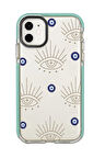 iPhone 12 Uyumlu Evil Eye Desenli Candy Bumper Silikonlu Telefon Kılıfı