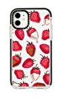 iPhone 11 Casetify Çikolatalı Çilekler Desenli Anti Shock Premium Silikonlu Siyah Kenar Detaylı Telefon Kılıfı