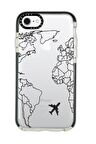 iPhone 7 Casetify World Map Lines Desenli Anti Shock Premium Silikonlu Siyah Kenar Detaylı Telefon Kılıfı