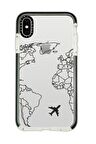 iPhone X Casetify World Map Lines Desenli Anti Shock Premium Silikonlu Siyah Kenar Detaylı Telefon Kılıfı