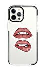 iPhone 12 Pro Casetify Hello Kiss Desenli Anti Shock Premium Silikonlu Siyah Kenar Detaylı Telefon Kılıfı