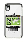 iPhone XR Casetify Paris Ticket Desenli Anti Shock Premium Silikonlu Siyah Kenar Detaylı Telefon Kılıfı