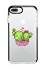 iPhone 7 Plus Casetify Sevimli Kaktüsler Desenli Anti Shock Premium Silikonlu Siyah Kenar Detaylı Telefon Kılıfı