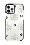iPhone 13 Pro Uyumlu Casetify Evil Eye Desenli Anti Shock Premium Silikonlu Siyah Kenar Detaylı Telefon Kılıfı