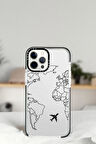 iPhone 13 Pro World Map Lines Desenli Casetify Darbe Emci Silikonlu Telefon Kılıfı