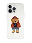iPhone 14 Pro Max Uyumlu Teddy Bear Desenli Premium Silikonlu Lansman Telefon Kılıfı