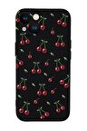 iPhone 13 Mini Uyumlu Kiraz Desenli Premium Silikonlu Telefon Kılıfı