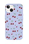 iPhone 14 Uyumlu Kiraz Desenli Premium Silikonlu Telefon Kılıfı