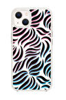 iPhone 13 Uyumlu Color Wave Desenli Premium Şeffaf Silikon Kılıf 