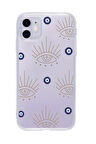 iPhone 11 Uyumlu Evil Eye Desenli Premium Şeffaf Silikon Kılıf 