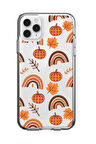 iPhone 11 Pro Max Uyumlu Sonbahar Desenli Premium Şeffaf Silikon Kılıf 