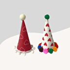 Kediler ve Küçük Irk Köpekler İçin 2Li Parti Şapkası PS55 (El Yapımı)