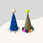 Kediler ve Küçük Irk Köpekler İçin 2Li Parti Şapkası PS82 (El Yapımı)