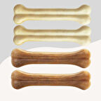 Köpekler İçin Naturel ve Beyaz Press Çiğneme Kemiği 15Cm 4lü Paket