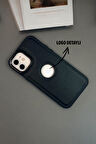 iPhone 12 Uyumlu Luxury Leather Logo Silikonlu Telefon Kılıfı