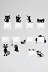 Priz Kedi Sticker Set Siyah Etiket Duvar Sticker