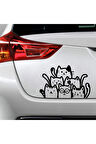 Sevimli Kediler Oto Stickerı Siyah 21*32 Cm