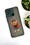 Xiaomi Redmi 10C Uyumlu Teddy Bear Desenli Buzlu Şeffaf Lüx Telefon Kılıfı
