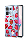Xiaomi Redmi Note 13 Pro 4G Uyumlu Çikolatalı Çilekler Desenli Premium Silikonlu Şeffaf Telefon Kılıfı