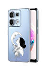Xiaomi Redmi Note 13 Pro 4G Uyumlu Moon and Women Desenli Premium Silikonlu Şeffaf Telefon Kılıfı