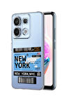 Xiaomi Redmi Note 13 Pro 4G Uyumlu New York Ticket Desenli Premium Silikonlu Şeffaf Telefon Kılıfı