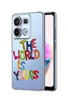 Xiaomi Redmi Note 13 Pro 4G Uyumlu The World Desenli Premium Silikonlu Şeffaf Telefon Kılıfı