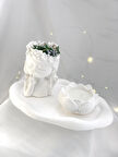 Dekoratif Beton Organizer Tabak Çiçekçi Kız Saksı Lotus Soya Mum Set