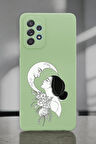 Samsung A72 Uyumlu Moon and Women Desenli Premium Silikonlu Lansman Telefon Kılıfı
