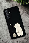 Samsung Galaxy A54 Uyumlu Penguen ve Ayıcık Desenli Premium Silikonlu Lansman Telefon Kılıfı
