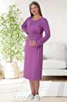 Mecit 5539 Kadın Mor Emzirme Bölmeli Hamile Lohusa Gecelik