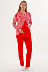 Mecit 6303 Kırmızı Likralı Spor Hamile Lohusa Pijama Takımı