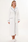 Mecit 6334 Ekru Kadın Sabahlıklı Gecelik Takım