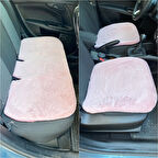 Yumuşak Tüylü Peluş Serme Oto Koltuk Koruyucu Minder Ön Arka Pudra Pembe