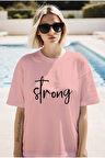 STRONG BASKILI BİSİKLET YAKA KISA KOLLU UNISEX TİŞÖRT
